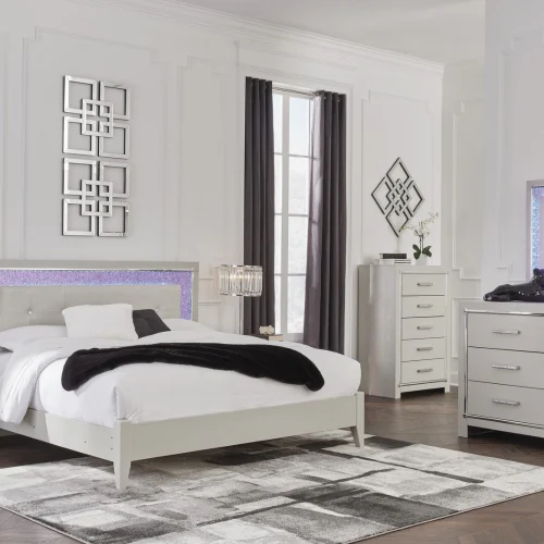bedroom set ashley - B2114 king size bed dresser mirror 1 nightstand